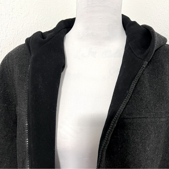 Braetan Women’s 100% Pure Wool Hooded Full Zip Coat with Pockets XL Charcoal/Blk - Picture 2 of 12